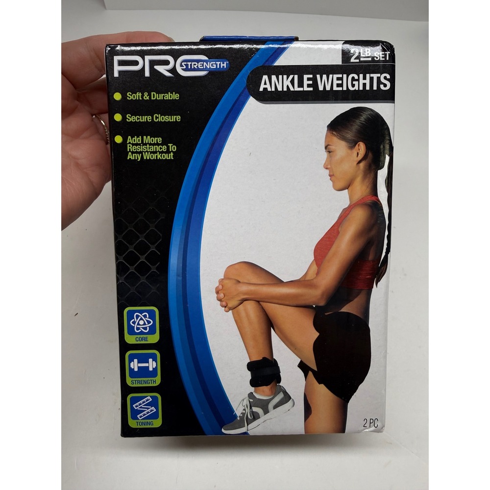 Pro Strength 2lb Ankle Weight Set Black Adjustable Fitness Toning PA-4782